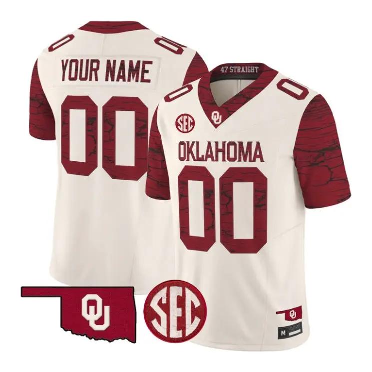 Custom Oklahoma Sooners Jersey 2026 Rough Rider Vapor Limited Stitched by My Store NCAA Football Jerseys
