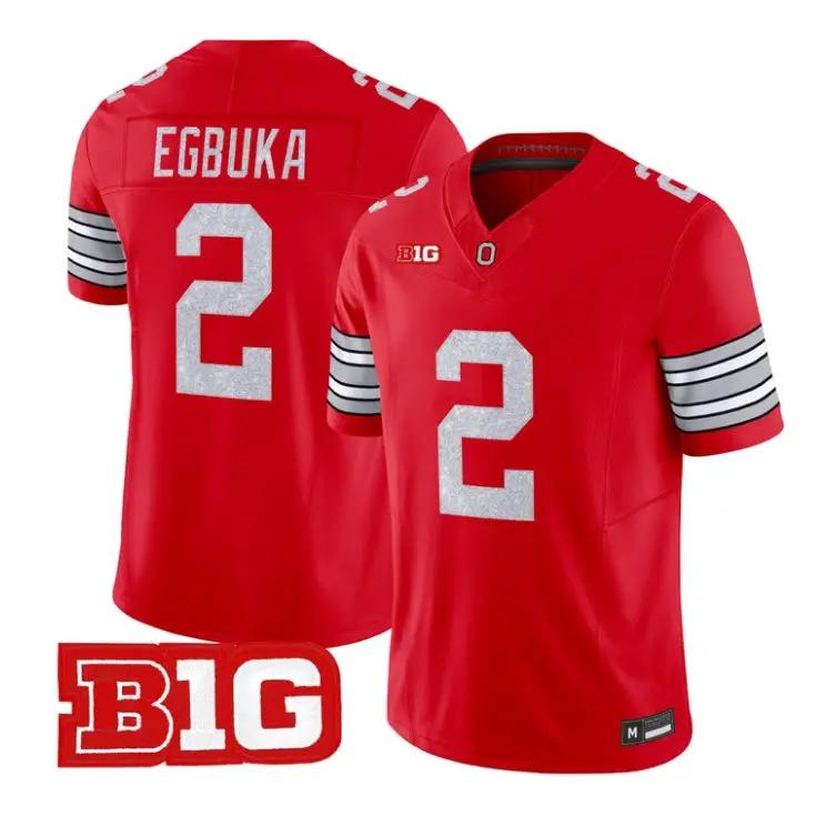 Emeka Egbuka Jersey #2 Ohio State Buckeyes Glitter Vapor All Stitched by My Store NCAA Football Jerseys