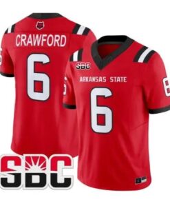 Ethan Crawford Jersey #6 Arkansas State Red Wolves 2026 Stitched by My Store NCAA Football Jerseys