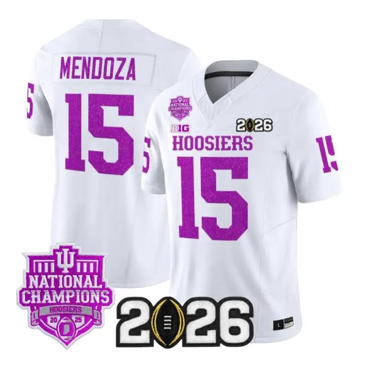 Fernando Mendoza Jersey #15 Indiana Hoosiers 2026 Glitter Stitched by My Store NCAA Football Jerseys