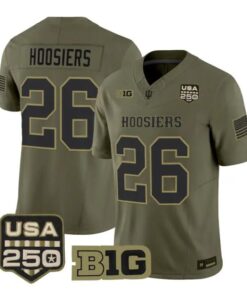 Hoosiers Jersey #26 Indiana Hoosiers 2026 Salute to Service All Stitched Olive by My Store NCAA Football Jerseys