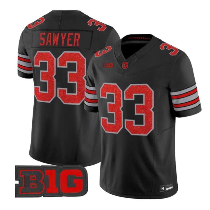 Jack Sawyer Jersey #33 Ohio State Buckeyes Glitter Vapor All Stitched by My Store NCAA Football Jerseys