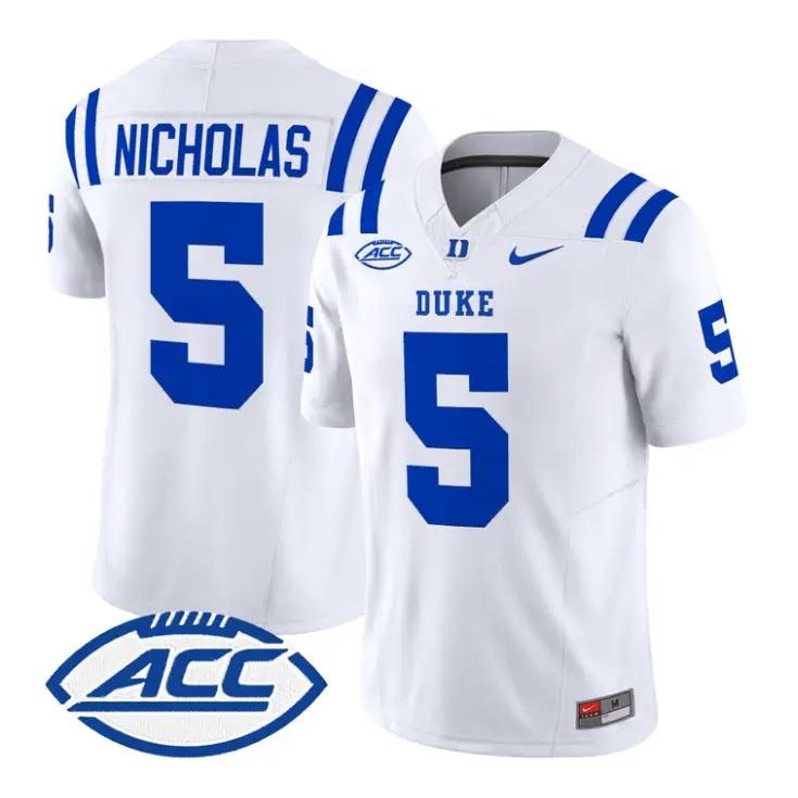 Javen_Nicholas_Jersey_5_Duke_Blue_Devils_2026_Limited_All_Stitched_White - Daily Sport Fan Javen Nicholas Jersey #5 Duke Blue Devils 2026 Limited All Stitched by My Store NCAA Football Jerseys