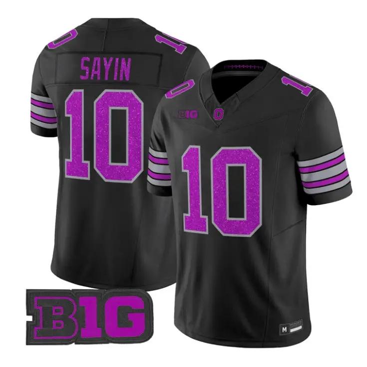 Julian Sayin Jersey #10 Ohio State Buckeyes Glitter Vapor Stitched by My Store NCAA Football Jerseys