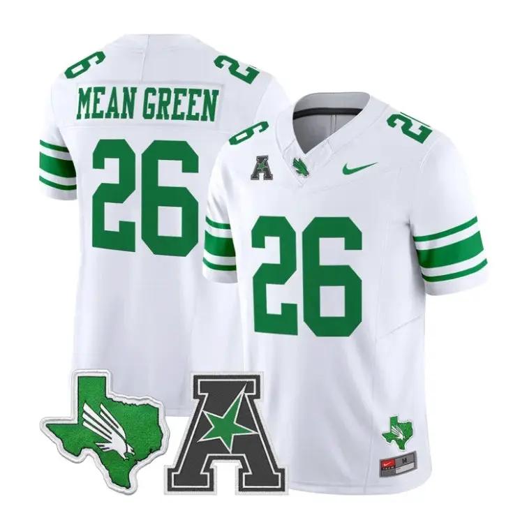 Mean_Green_Jersey_26_North_Texas_Mean_Green_2026_Vapor_All_Stitched_White - Daily Sport Fan Mean Green Jersey #26 North Texas Mean Green 2026 Vapor All Stitched by My Store NCAA Football Jerseys