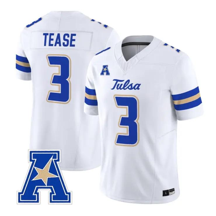 Micah Tease Jersey #3 Tulsa Golden Hurricane 2026 Limited Stitched by My Store NCAA Football Jerseys