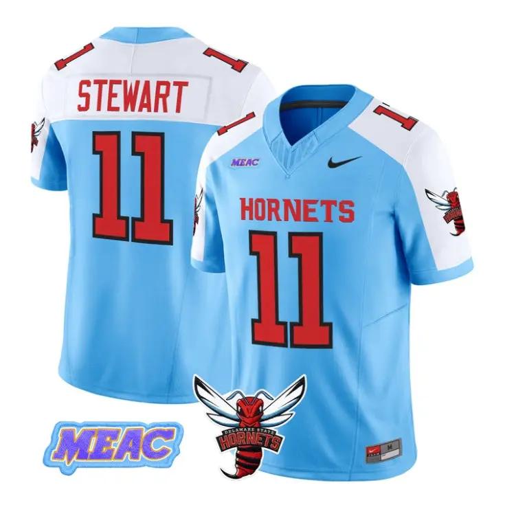 Nathan_Stewart_Jersey_11_Delaware_State_Hornets_2026_Vapor_Stitched_Blue_Alter - Daily Sport Fan Nathan Stewart Jersey #11 Delaware State Hornets 2026 Vapor Stitched by My Store NCAA Football Jerseys