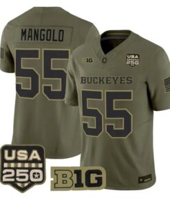 Nick Mangold Jersey #55 Ohio State Buckeyes 2026 Vapor Limited Stitched Olive by My Store NCAA Football Jerseys