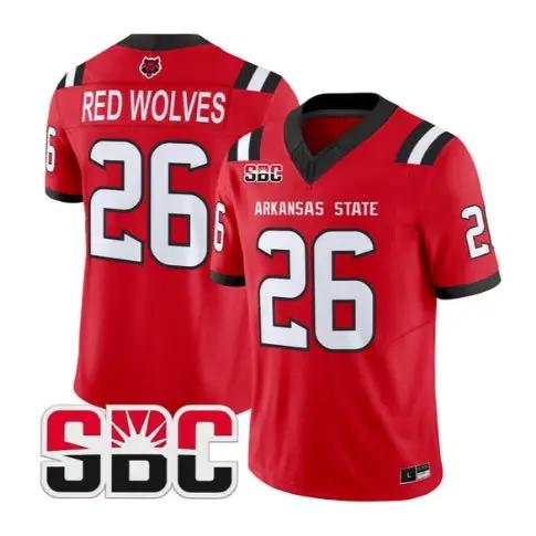 Red Wolves Jersey #26 Arkansas State Red Wolves 2026 Stitched by My Store NCAA Football Jerseys