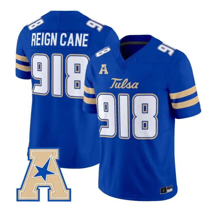 Reign_Cane_Jersey_918_Tulsa_Golden_Hurricane_2026_Limited_Stitched_Royal - Daily Sport Fan Reign Cane Jersey #918 Tulsa Golden Hurricane 2026 Limited Stitched by My Store NCAA Football Jerseys