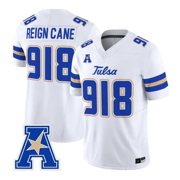 Reign_Cane_Jersey_918_Tulsa_Golden_Hurricane_2026_Limited_Stitched_White - Daily Sport Fan Reign Cane Jersey #918 Tulsa Golden Hurricane 2026 Limited Stitched by My Store NCAA Football Jerseys