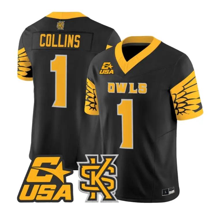 Rickie Collins Jersey #1 Kennesaw State Owls 2026 Limited Stitched by My Store NCAA Football Jerseys