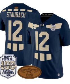 Roger Staubach Jersey #12 Navy Midshipmen 1926 National Championship Stitched by My Store NCAA Football Jerseys