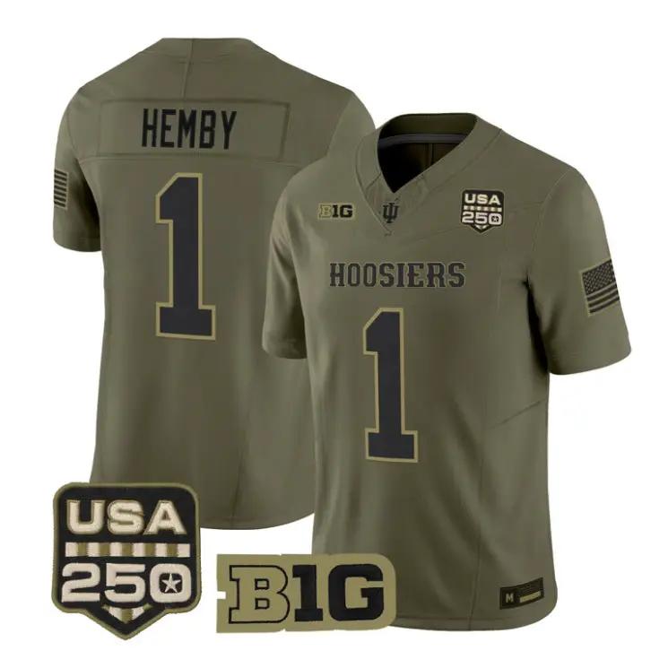 Roman Hemby Jersey #1 Indiana Hoosiers 2026 Salute to Service All Stitched Olive 1 Roman Hemby Jersey #1 Indiana Hoosiers 2026 Salute to Service All Stitched Olive by My Store NCAA Football Jerseys