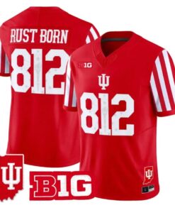 Rust Born Jersey #812 Indiana Hoosiers 2026 Indiana State Patch Vapor Stitched by My Store NCAA Football Jerseys