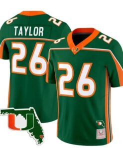 Sean Taylor Jersey #26 Miami Hurricanes Throwback Florida Patch Stitched by My Store NCAA Football Jerseys
