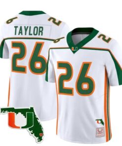Sean Taylor Jersey #26 Miami Hurricanes Throwback Florida Patch Stitched by My Store NCAA Football Jerseys