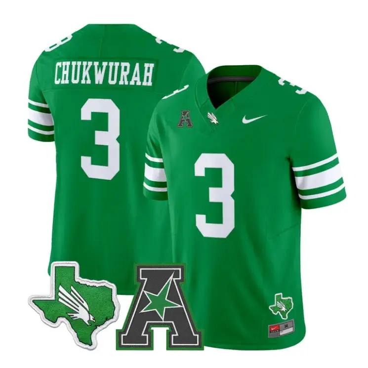 TJ_Chukwurah_Jersey_3_North_Texas_Mean_Green_2026_Limited_Stitched_Green - Daily Sport Fan TJ Chukwurah Jersey #3 North Texas Mean Green 2026 Limited Stitched by My Store NCAA Football Jerseys
