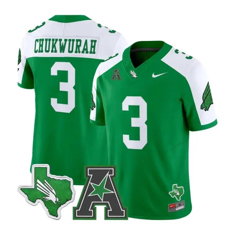 TJ_Chukwurah_Jersey_3_North_Texas_Mean_Green_2026_Limited_Stitched_Green_Alter - Daily Sport Fan TJ Chukwurah Jersey #3 North Texas Mean Green 2026 Limited Stitched by My Store NCAA Football Jerseys