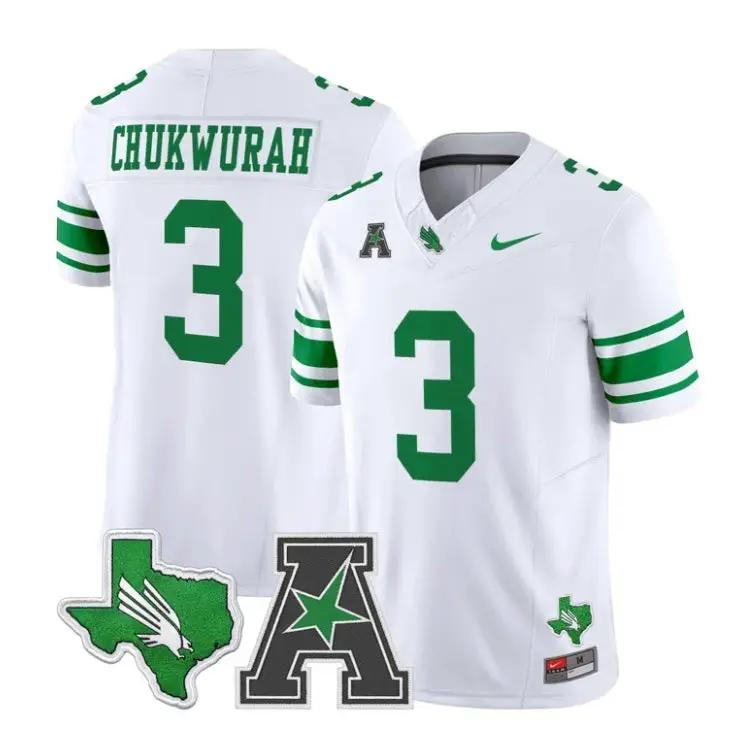 TJ_Chukwurah_Jersey_3_North_Texas_Mean_Green_2026_Limited_Stitched_White - Daily Sport Fan TJ Chukwurah Jersey #3 North Texas Mean Green 2026 Limited Stitched by My Store NCAA Football Jerseys
