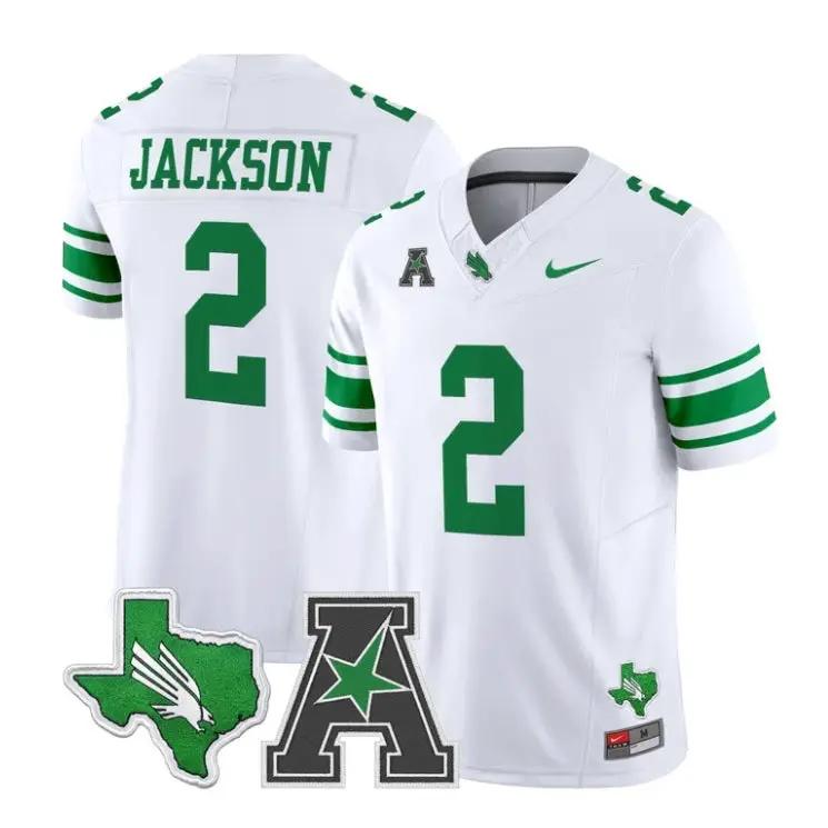 Tayven_Jackson_Jersey_2_North_Texas_Mean_Green_2026_Vapor_Stitched_White - Daily Sport Fan Tayven Jackson Jersey #2 North Texas Mean Green 2026 Vapor Stitched by My Store NCAA Football Jerseys