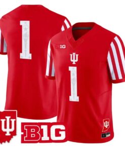 Team Jersey #1 Indiana Hoosiers 2026 Candy Stripe Indiana State Patch Stitched by My Store NCAA Football Jerseys