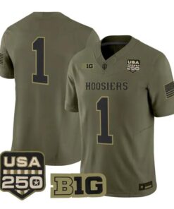 Team Jersey #1 Indiana Hoosiers 2026 Salute to Service Limited Stitched Olive by My Store NCAA Football Jerseys