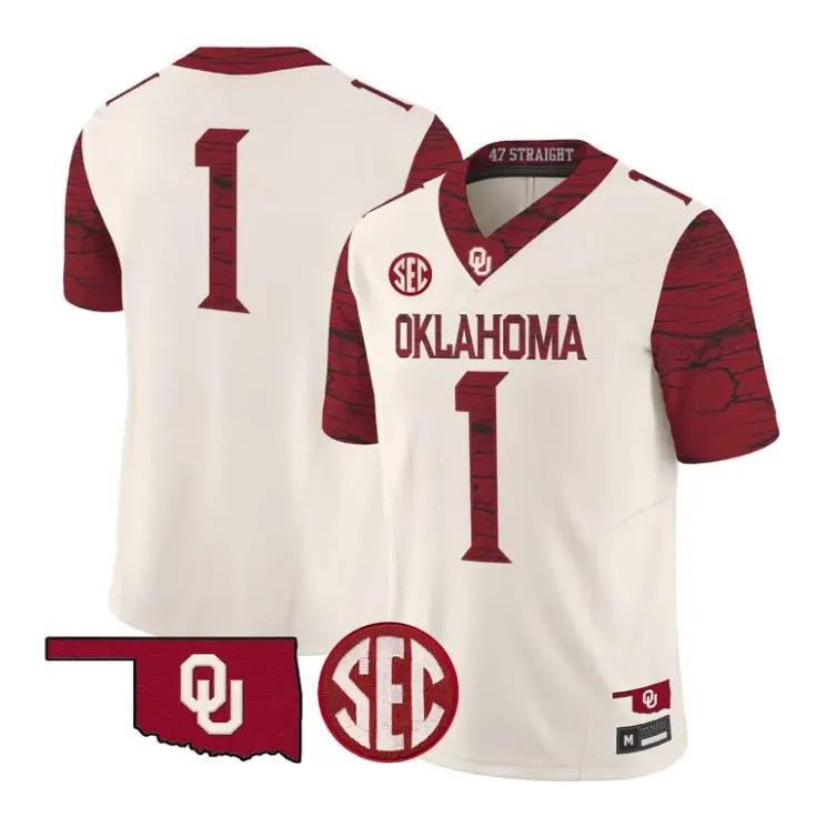 Team Jesey #1 Oklahoma Sooners 2026 Rough Rider Vapor Limited Stitched by My Store NCAA Football Jerseys