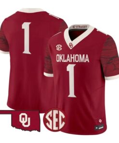Team Jesey #1 Oklahoma Sooners 2026 Rough Rider Vapor Limited Stitched by My Store NCAA Football Jerseys
