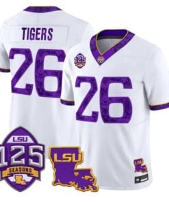 Tigers Jersey #26 LSU Tigers Silent Season of 1918 Louisiana Patch Stitched by My Store NCAA Football Jerseys
