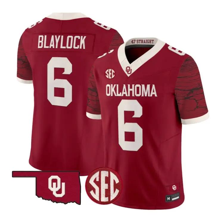 Tory Blaylock Jesey #6 Oklahoma Sooners 2026 Rough Rider Vapor Stitched by My Store NCAA Football Jerseys