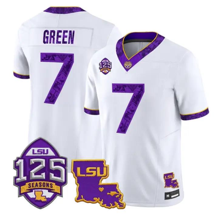 Trey Dez Green Jersey #7 LSU Tigers Silent Season of 1918 Louisiana Patch Stitched 1 Trey Dez Green Jersey #7 LSU Tigers Silent Season of 1918 Louisiana Patch Stitched by My Store NCAA Football Jerseys