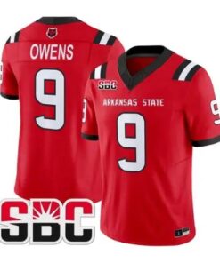 Trey Owens Jersey #9 Arkansas State Red Wolves 2026 All Stitched by My Store NCAA Football Jerseys