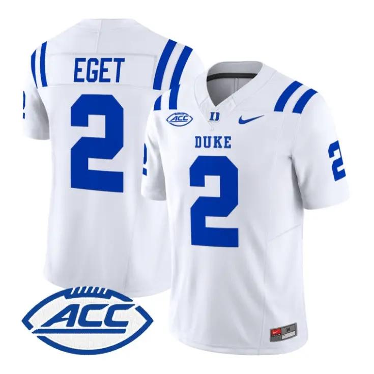 Walker_Eget_Jersey_2_Duke_Blue_Devils_2026_Vapor_Limited_Stitched_White - Daily Sport Fan Walker Eget Jersey #2 Duke Blue Devils 2026 Vapor Limited Stitched by My Store NCAA Football Jerseys