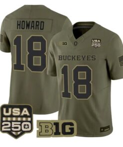 Will Howard Jersey #18 Ohio State Buckeyes 2026 Salute to Service Stitched Olive by My Store NCAA Football Jerseys
