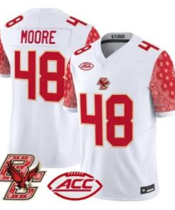 Zeke Moore Jersey #48 Boston College Eagles Red Bandanna 2026 Stitched by My Store NCAA Football Jerseys