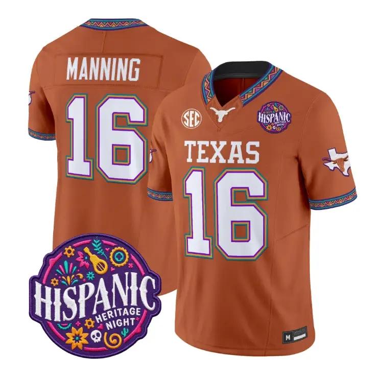 Arch Manning Jersey #16 Texas Longhorns 2026 Latino Heritage Stitched