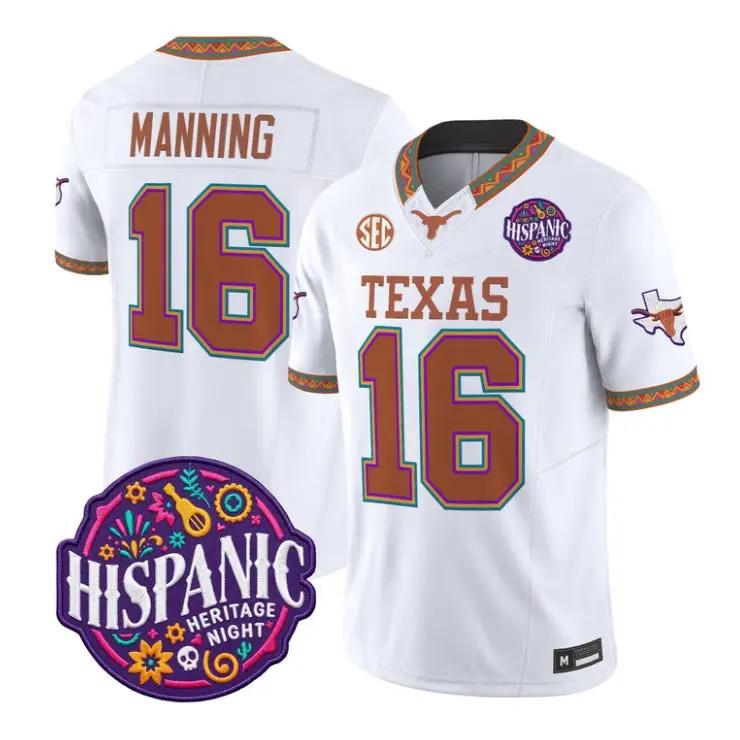 Arch Manning Jersey #16 Texas Longhorns 2026 Latino Heritage Stitched