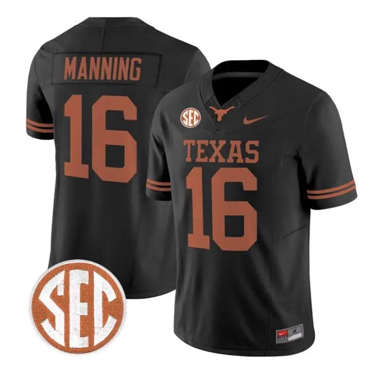Arch_Manning_Jersey_16_Texas_Longhorns_2026_Vapor_Limited_Stitched_Black - Daily Sport Fan Arch Manning Jersey #16 Texas Longhorns 2026 Vapor Limited Stitched by My Store NCAA Football Jerseys