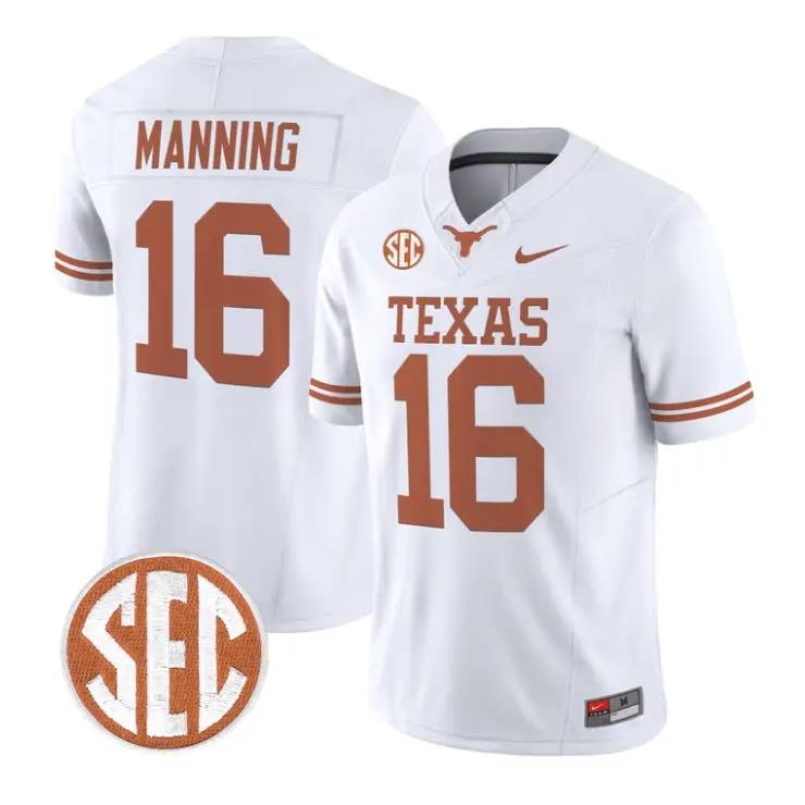 Arch_Manning_Jersey_16_Texas_Longhorns_2026_Vapor_Limited_Stitched_White - Daily Sport Fan Arch Manning Jersey #16 Texas Longhorns 2026 Vapor Limited Stitched by My Store NCAA Football Jerseys