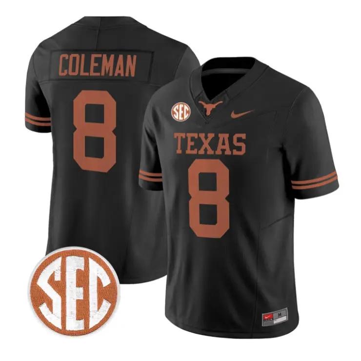Cam Coleman Jersey #8 Texas Longhorns 2026 Football Vapor Stitched by My Store NCAA Football Jerseys