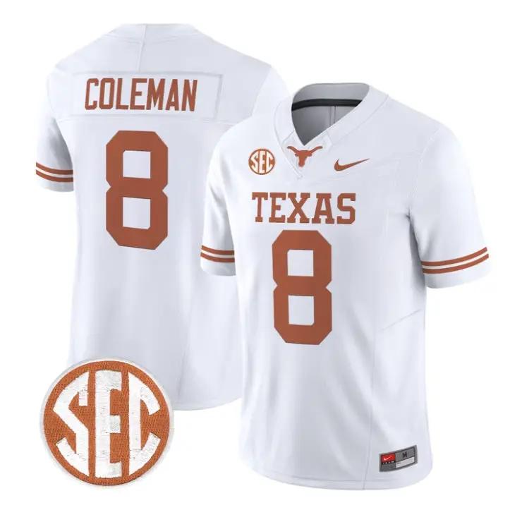 Cam Coleman Jersey #8 Texas Longhorns 2026 Football Vapor Stitched by My Store NCAA Football Jerseys