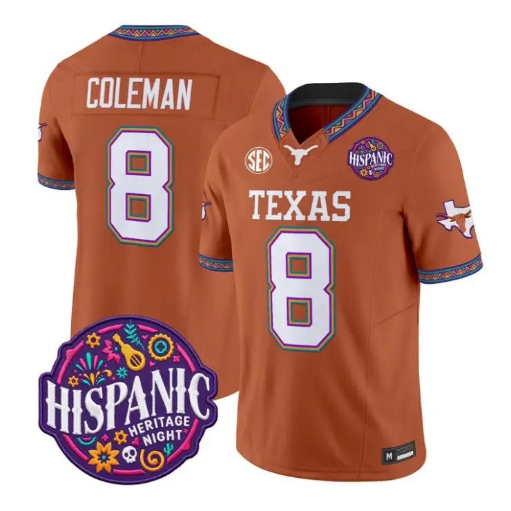 Cam Coleman Jersey #8 Texas Longhorns 2026 Latino Heritage All Stitched