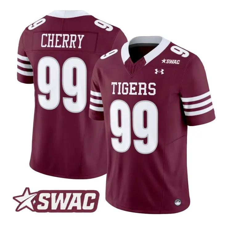 Cherry_Jersey_99_Texas_Southern_Tigers_2026_Vapor_Limited_All_Stitched_Maroon - Daily Sport Fan Cherry Jersey #99 Texas Southern Tigers 2026 Vapor Limited All Stitched by My Store NCAA Football Jerseys