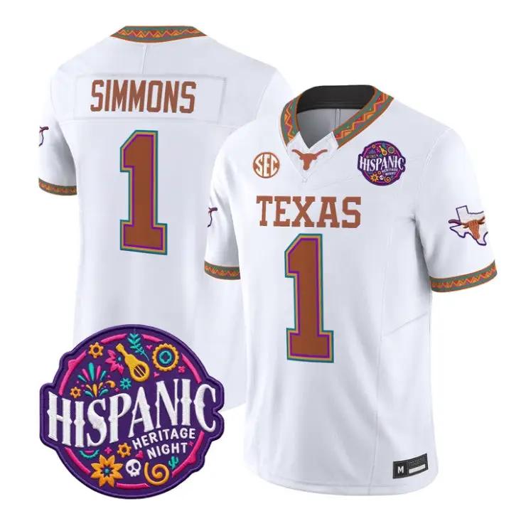 Colin Simmons Jersey #1 Texas Longhorns 2026 Latino Heritage Stitched
