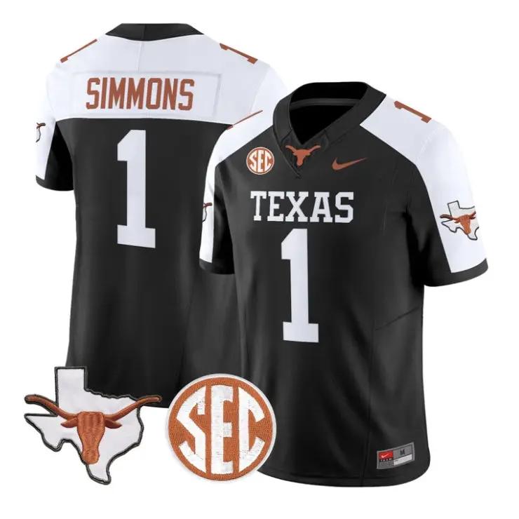 Colin Simmons Jersey #1 Texas Longhorns 2026 Vapor Limited Stitched by My Store NCAA Football Jerseys