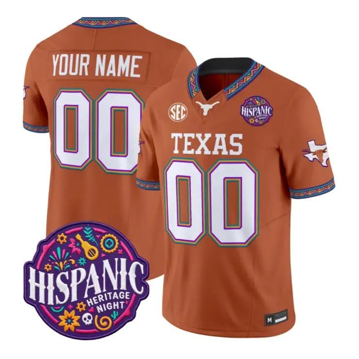 Custom Texas Longhorns Jersey 2026 Latino Heritage Month Vapor Stitched