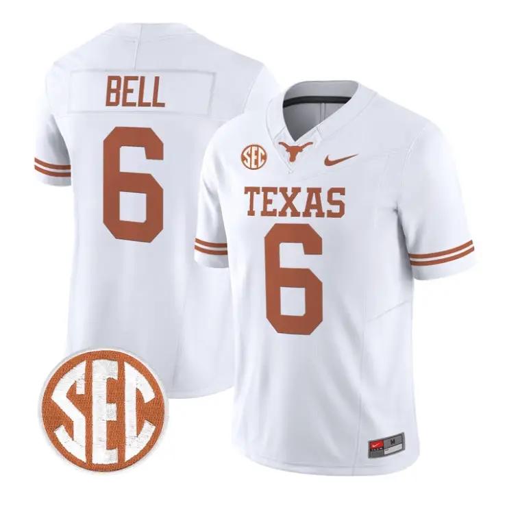 Dia_Bell_Jersey_6_Texas_Longhorns_2026_Vapor_Limited_All_Stitched_White - Daily Sport Fan Dia Bell Jersey #6 Texas Longhorns 2026 Vapor Limited All Stitched by My Store NCAA Football Jerseys