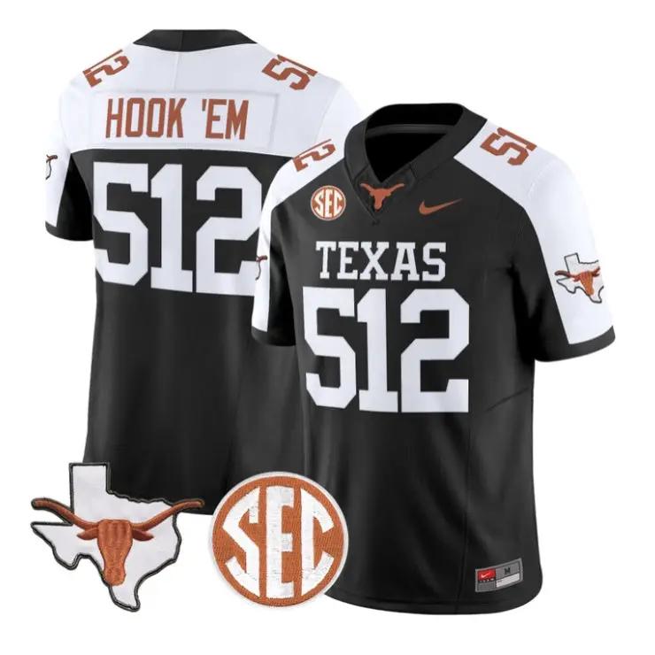 Hook_Em_Jersey_512_Texas_Longhorns_2026_Football_Limited_Stitched_Black_Alter - Daily Sport Fan Hook 'Em Jersey #512 Texas Longhorns 2026 Football Limited Stitched by My Store NCAA Football Jerseys