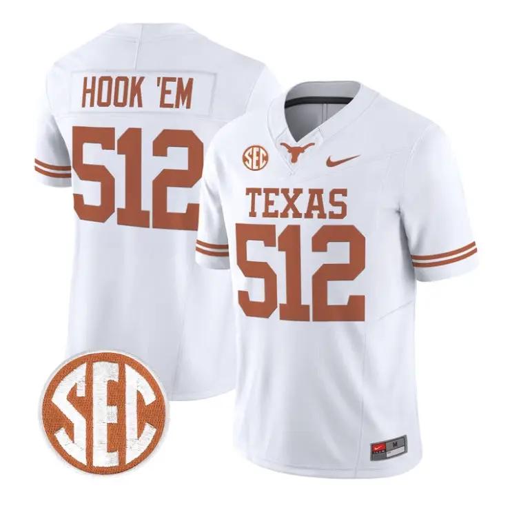 Hook_Em_Jersey_512_Texas_Longhorns_2026_Football_Limited_Stitched_White - Daily Sport Fan Hook 'Em Jersey #512 Texas Longhorns 2026 Football Limited Stitched by My Store NCAA Football Jerseys